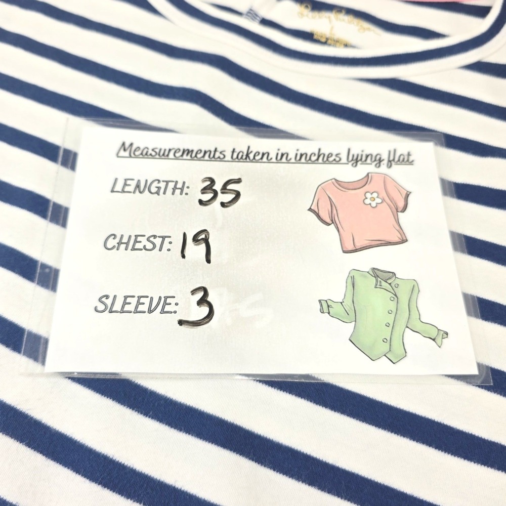 Lilly Pulitzer Striped T-Shirt Dress Puff Sleeve Blue White Size L - Picture 9 of 9